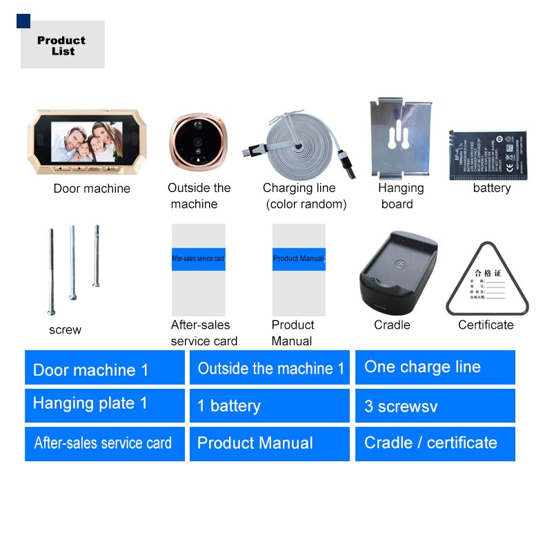 4.3 inch smart electronic cat's eye. doorbell camera 